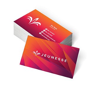 1.000 Cartão de Visita Jeunesse - Tamanho 9x5cm - Frente e Verso - Verniz Total Frente