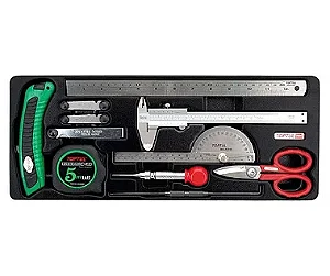 JOGO DE FERRAMENTAS E EQUIPAMENTOS PARA MEDIÇÕES MARCAÇÕES E CORTE