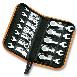 JOGO DE CHAVE COMBINADA CURTA COM CATRACA REVERSIVEL EM ESTOJO - BETA