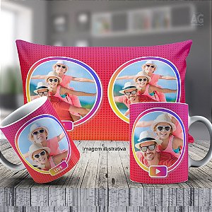 KIT ALMOFADA E CANECA PORCELANA 20x30cm COM FOTO