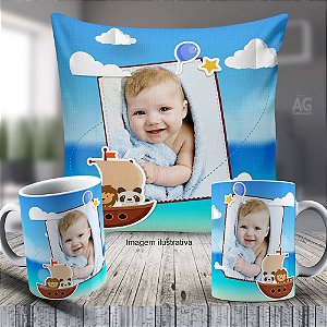 KIT 01 ALMOFADA E 01 CANECA PORCELANA 30x30cm COM FOTO
