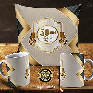 KIT ALMOFADA E CANECA PORCELANA   BODAS 30X30cm