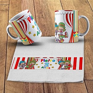 KIT 01 CANECA DE POLÍMERO (PLÁSTICO DURO) E 01 TOALHA DE MÃO PERSDONALIZADAS