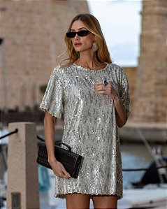 VESTIDO RAFAELA PAETÊ PRATA