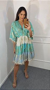 VESTIDO BOHO ZOÉ VERDE/OFF