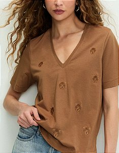 T SHIRT ONÇA  CAMEL