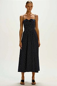VESTIDO MIDI MADALENA AZUL MARINHO