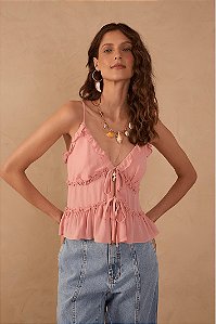 BLUSA CREPE BABADO ROSA