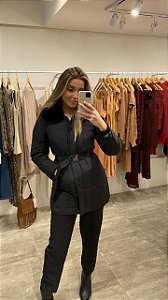 CASACO DE PLUMA KIM PRETO