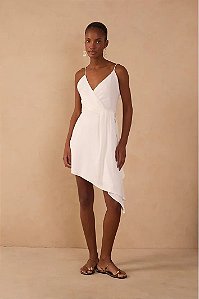 VESTIDO CURTO CETIM ANTONIA OFF WHITE