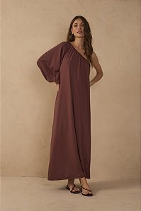 VESTIDO JERSEY MARROM TERRA