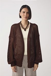 CARDIGAN TRICOT DRESS MARROM