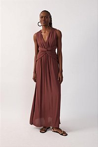 VESTIDO LONGO ATHENAS MARROM