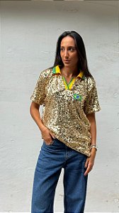 CAMISA POLO BRASIL DOURADA