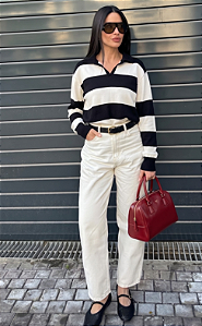 TRICOT LISTRADO PRETO/BRANCO