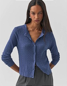 CARDIGAN TRICOT TRANÇA AZUL