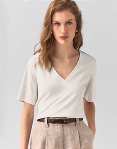 T-SHIRT ALGODÃO DECOTE V OFF