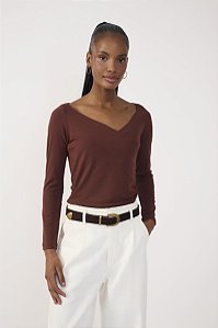 BLUSA CREPE MARROM
