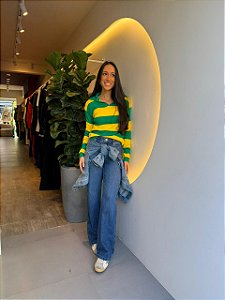 TRICOT LISTRADO VERDE E AMARELO