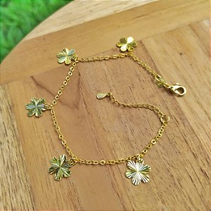 Pulseira de Florzinhas - Banhado a Ouro 18k