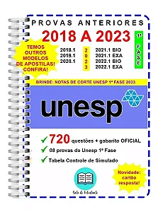 Unesp 1 Fase 2024 - Provas 2018 A 2023 720 Questões + Gabarito Oficial