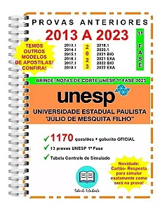 Unesp 1 Fase 2024 - Provas 2013 A 2023 1170 Questões + Gabarito Oficial