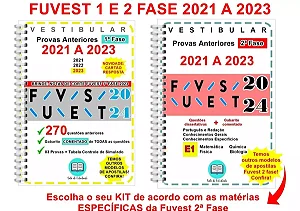 Fuvest 1ª E 2ª Fase Exatas 2021 A 2023 + Gabarito Comentado
