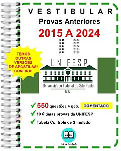 Unifesp 2024 Provas 2015 a 2024 + Gabarito Comentado