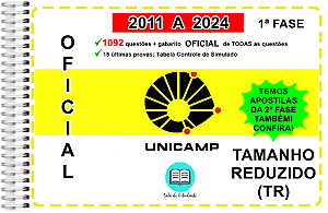 Unicamp TR Provas 1º Fase 2011 A 2024 + Gabarito Oficial