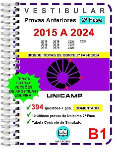 Unicamp 2ª Fase Provas 2015 a 2024 + Gabarito Comentado