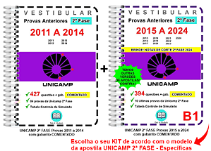 Unicamp 2ª Fase Provas 2011 a 2024 + Gabarito Comentado