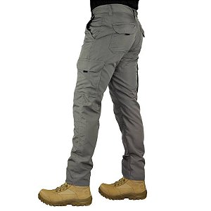 CALÇA TÁTICA RESGATE MILITARIA POLY RIP STOP 6 BOLSOS CHUMBO
