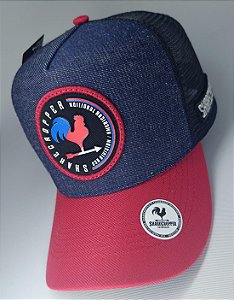 BONÉ BIRUTA “GALO” ROSA C/ AZUL JEANS