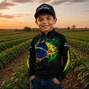 CAMISA DE PESCA INFANTIL NEW FISHER BANDEIRA BRASIL UV - (NF54i)