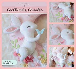 Molde GRATUITO Coelhinho Charlie em feltro