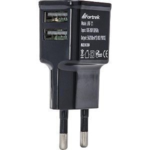 Carregador de energia USB 2 Portas 2,1A (Carga rápida) Fortrek