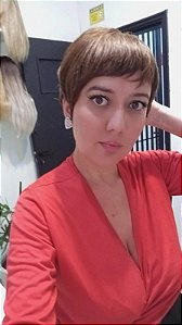 Peruca Maria de Cabelo Humano castanho claro curta
