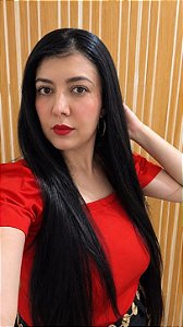 PERUCA FRONT LACE ANDREZZA CABELO ORGÂNICO CASTANHO ESCURO 80 cm