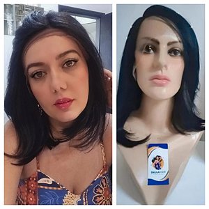 Peruca lace Lidia Cabelo organico medio preto