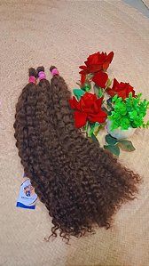 CABELO HUMANO CACHEADO 65CM NA LIGA CASTANHO CLARO