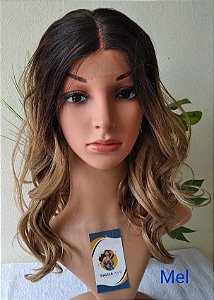PERUCA MEL FRONT LACE CABELO ORGÂNICO OMBRE HAIR