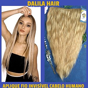 APLIQUE PERSONALIZADO 59 FIO INVISÍVEL CABELO HUMANO LOIRO MEL 52CM