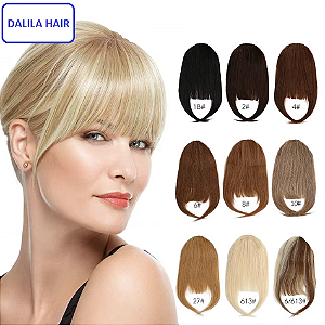 Franja franjinha aplique de cabelo natural humano com tic tac