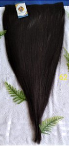APLIQUE 62 PERSONALIZADO TIC TAC CABELO HUMANO INDIANO CASTANHO ESCURO 69CM