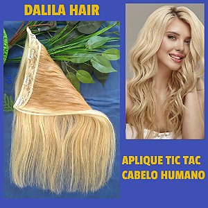 APLIQUE TIC TAC DE CABELO HUMANO LOIRO CLARO COM LOIRO DOURADO PRAIANO