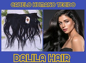 CABELO HUMANO CASTANHO ESCURO 28CM TECIDO PERSONALIZADO 113