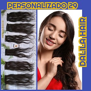APLIQUE PERSONALIZADO 29 FITA ADESIVA CABELO HUMANO BRASILEIRO CASTANHO ESCURO 45CM