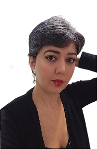 PERUCA ANGÉLICA CABELO ORGANICO SEMELHANTE AO HUMANO CASTANHO ESCURO COM GRISALHO