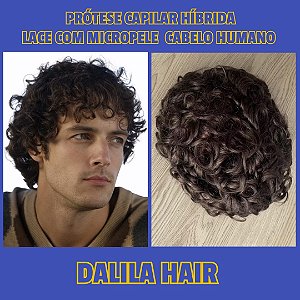 PRÓTESE CAPILAR MASCULINA CABELO HUMANO CACHEADO  DALILA HAIR