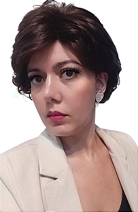 Peruca Carla cabelo orgânico castanho escuro curta